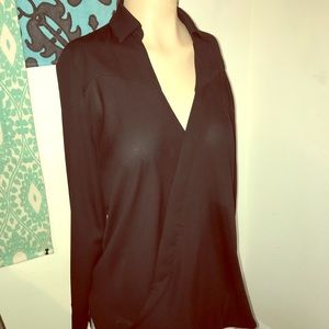 Black cross chest blouse